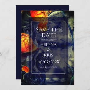 Save The Date Élégant Mariage floral foncé