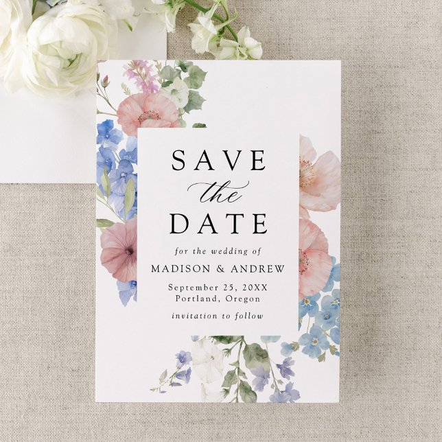 Save The Date Elégant Mariage floral romantique (Créateur téléchargé)