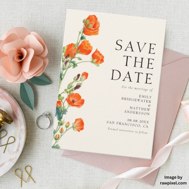 Save The Date Élégant Mariage floral rustique (Créateur téléchargé)