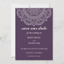 Élégant Mariage hindou indien Eggplant Paisley