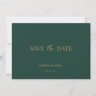 Save The Date Élégant Mariage minimaliste Emerald Green Gold