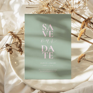Save The Date Élégant Mariage minimaliste Sage Blush Pink