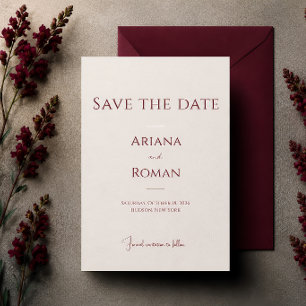 Save The Date Élégant mariage moderne minimaliste cerise vanille