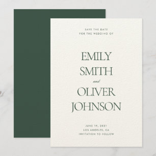 Save The Date Élégant Mariage moderne Sage Vert