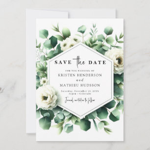 Save The Date Élégant Mariage numérique Eucalyptus Botanique