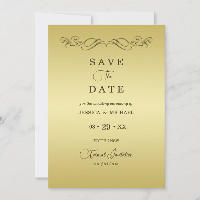 Save The Date Elégant mariage Ornate Or Luxury (Devant)