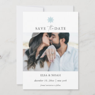 Save The Date Élégant mariage photo Blue Snowflake lumière
