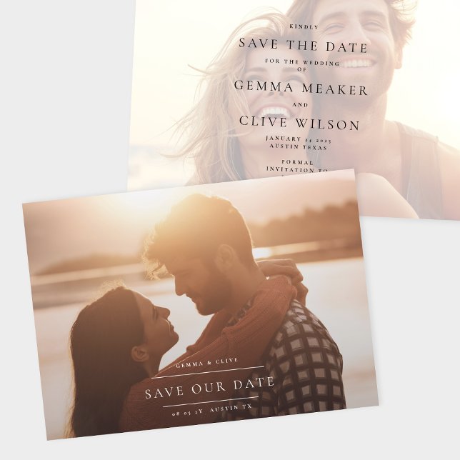 Save The Date Élégant Mariage photo classique (Créateur téléchargé)