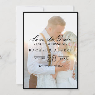 Save The Date Élégant Mariage Photo De Faux Vellum Overlay Sauve