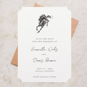 Save The Date Elégant Mariage photo équestre de Cheval aquarelle