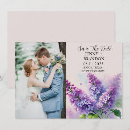 Save The Date Élégant Mariage photo floral moderne violet Lilac