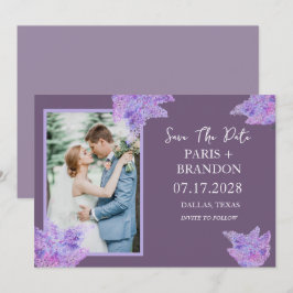 Save The Date Élégant Mariage photo floral moderne violet Lilac