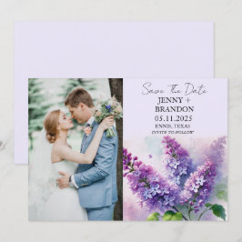 Save The Date Élégant Mariage photo floral moderne violet Lilac