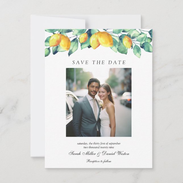 Save The Date Élégant Mariage photo Toscane (Devant)
