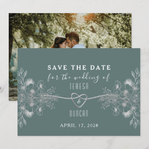 Save The Date Élégant mariage photo vert sauge