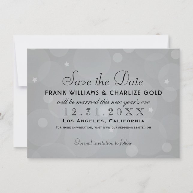 Save The Date Élégant Mariage Platinum Grey (Devant)