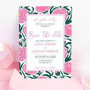 Save The Date Élégant Mariage rose de pivoine