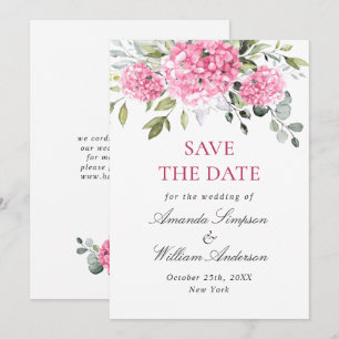 Save The Date Élégant Mariage rose Hydrangea Floral