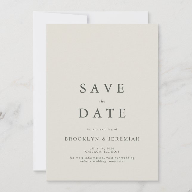 Save The Date Élégant mariage Serif Enregistrer la date (Devant)
