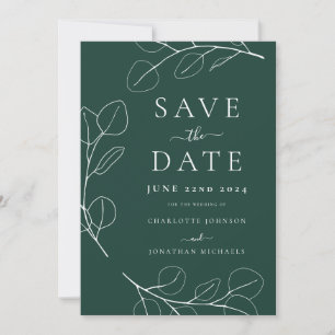 Save The Date Élégant Mariage simple Eucalyptus Sprig