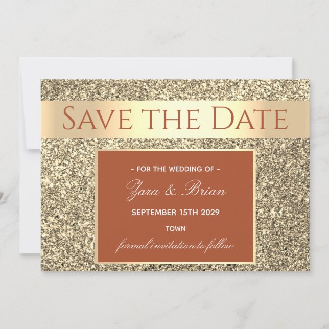 Save The Date Élégant Mariage Terracotta Or (Devant)