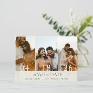 Save The Date Elégant mariage trois photos Enregistrer la date