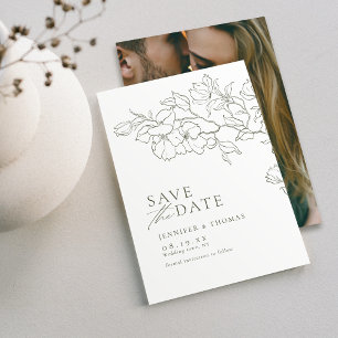 Save The Date Élégant mariage vert sauge floral dessiné à la mai