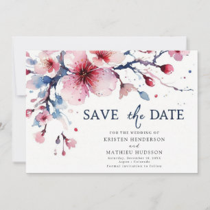 Save The Date Élégant Mariage Whimsical Cherry Blossom