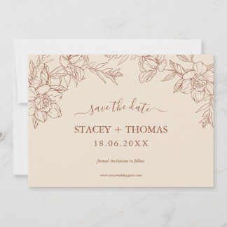 Save The Date Élégant Mariage Whimsical en terre cuite