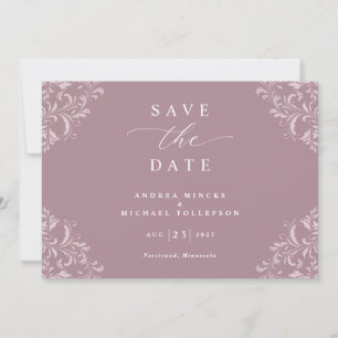 Save The Date Elégant Mauve Dusty Rose Wedding Enregistrer La Da