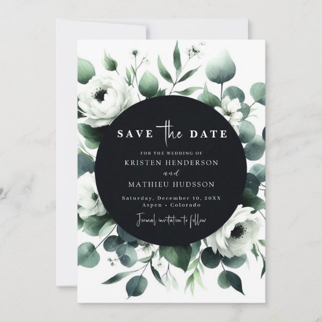 Save The Date Élégant minimal Eucalyptus Mariage numérique (Devant)