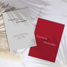 Save The Date Élégant minimaliste avec Mariage Accents rouges