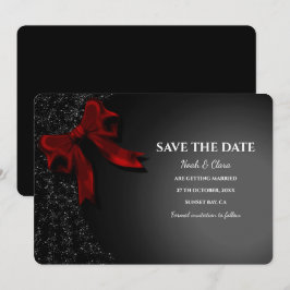 Save The Date Élégant Minimaliste avec Nœud Rouge - Simple Class