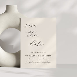 Save The Date Élégant minimaliste crème ivoire Mariage de callig