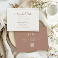 Élégant minimaliste Mariage Monogramme QR Code Bro