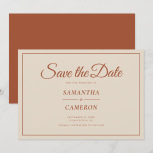 Save The Date Élégant minimaliste Mariage Terracotta rustique
