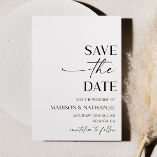 Save The Date Élégant minimaliste moderne Mariage noir blanc