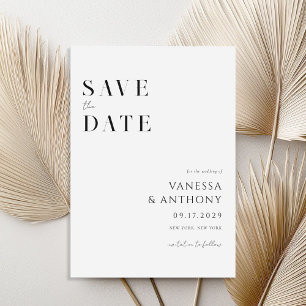 Save The Date Élégant minimaliste moderne Mariage noir et blanc
