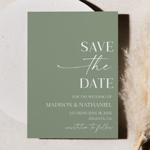 Save The Date Élégant minimaliste moderne Mariage vert Sage