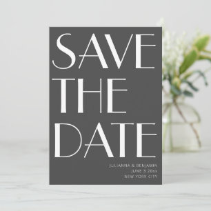 Save The Date Elégant minimaliste noir blanc Art déco Mariage