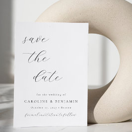 Save The Date Élégant minimaliste noir blanc Mariage de calligra