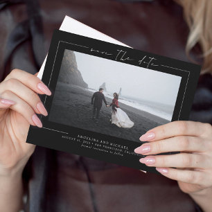 Save The Date Élégant minimaliste noir Enregistrer la photo de d