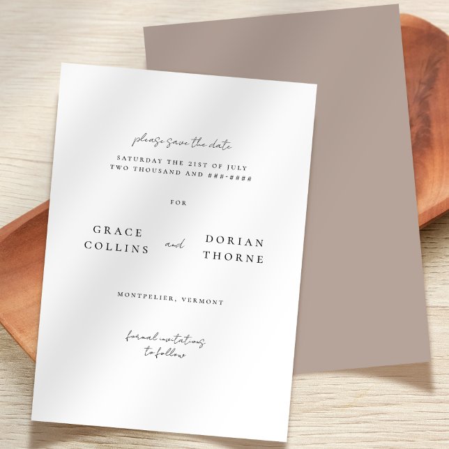 Save The Date Élégant Mocha Mousse Rustique Mariage neutre (Créateur téléchargé)