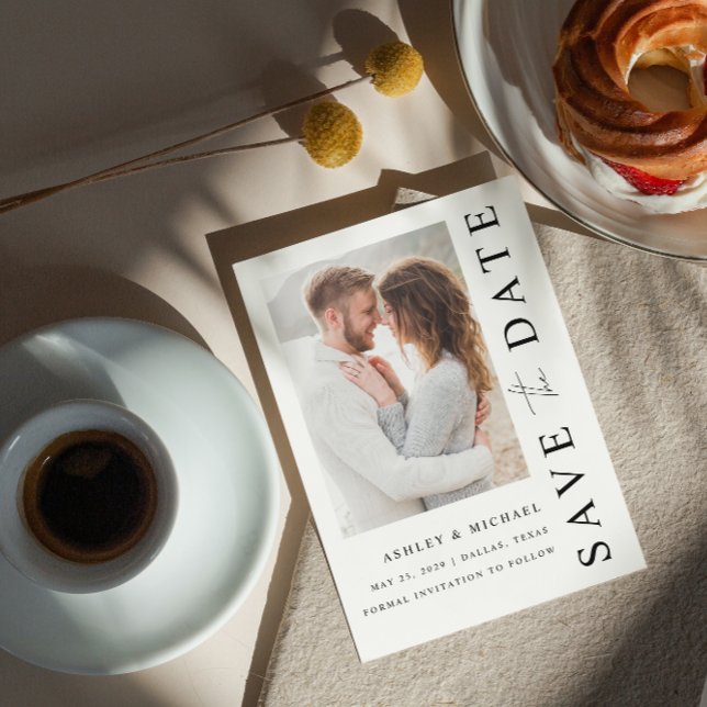 Save The Date Elégant Moderne 5 Photo Mariage Enregistrer La Dat (Save Your Date in Style! Elegant & Personalizable Wedding Card. 💍💌 [Add Details])