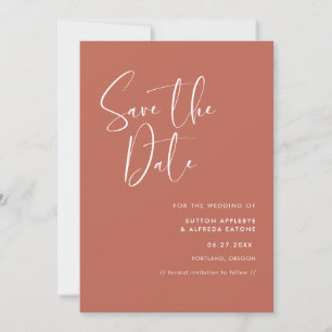 Save The Date Elégant & moderne Argile rouge Enregistrer la date