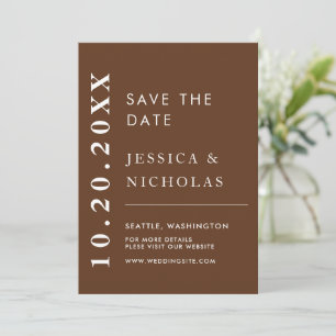 Save The Date Élégant moderne foncé Brown simple photo Mariage