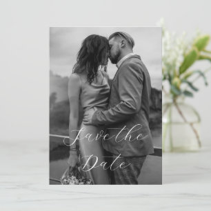 Save The Date Élégant moderne noir blanc Mariage photo
