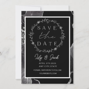 Save The Date Élégant moderne Noir et blanc, Minimaliste Simple