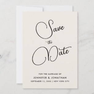 Save The Date Élégant Moderne Simple Manuscrit Crème