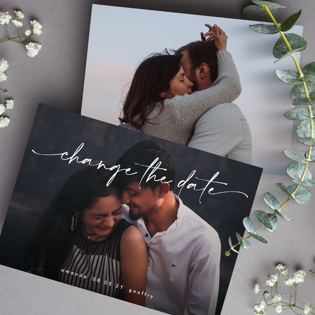 Save The Date Élégant Modifier la date Multi Photo QR CODE (Créateur téléchargé)